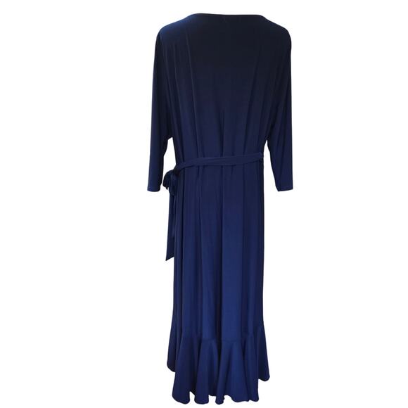 Kiyonna Feminine Romantic Ruffle Whimsy Wrap Midi Dress 2X Wedding Guest Event - Picture 7 of 12